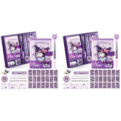 HASTHIP® Kuromi Cute Stationery Gift Box for Girls 6-12 Includes Leather Diary Stickers Tape Pen Ruler More Perfect School Supplies Birthday Gifts 2 PCS HASTHIP® Kuromi Cute Stationery Gift Box for Girls 6-12 Includes Leather Diary Stickers Tape Pen Ruler More Perfect School Supplies Birthday Gifts 2 PCS